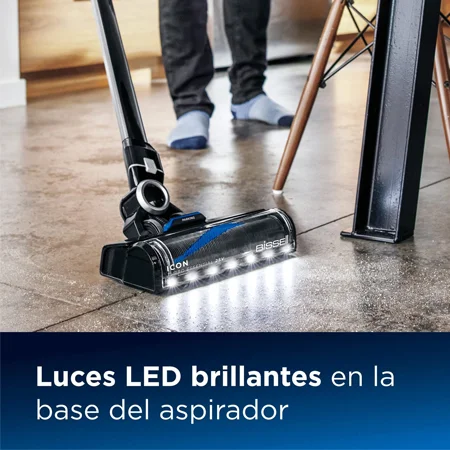 escoba aspiradora de mano sin cables BISSELL Icon Turbo Essential con luces led en la base