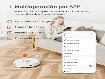 Ultenic T10 Robot Aspirador y Fregasuelos, Aspirador Robot Láser con Autovaciado, 3000Pa Succión, Mapeo Inteligente, Autonomía de 280min